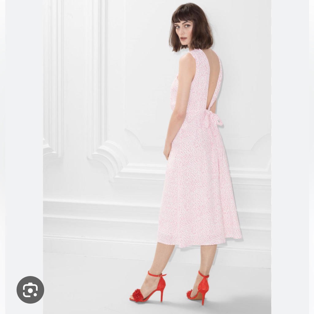 & Other Stories Cross Front Dress, Pink Floral, Size 6